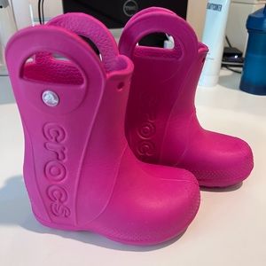 CROCS Kids Handle It Rain Boot Candy Pink (Size 7 toddler)